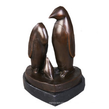 Животных Бронзовая Скульптура Птица Пингвин Украшения Латунь Статуя Т-198